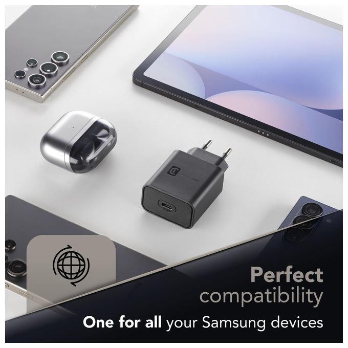 Cellularline ACHSMUSBC45WK Super Fast Charger Caricabatterie USB-C 45W Power Delivery Super Fast Charging 2.0 Samsung colore Nero