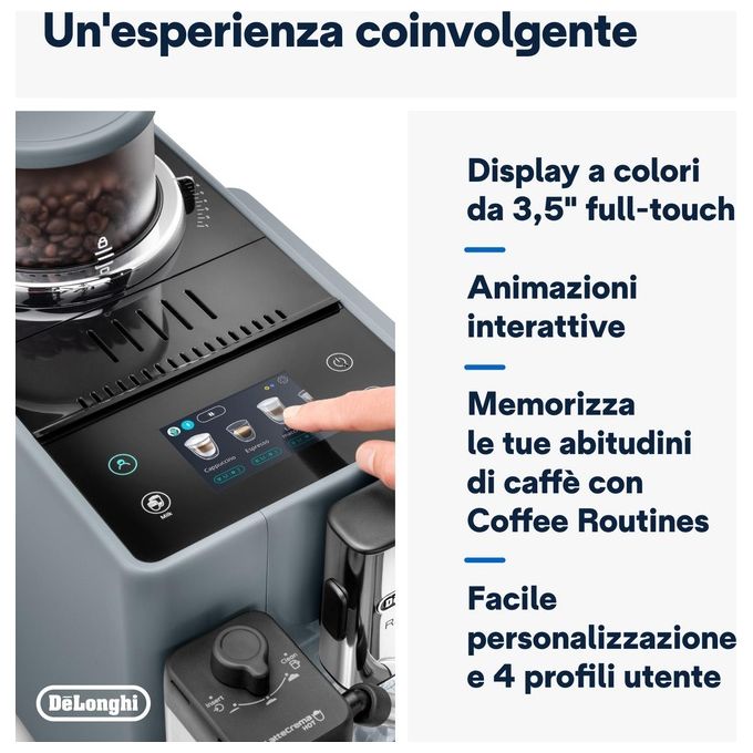 De'Longhi EXAM440.55.G Rivelia Macchina da caffe' Automatica 1,4 L 19 bar 1450 W Bean Switch LatteCrema Hot colore Grigio