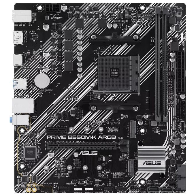 Asus 90MB1GC0-M0EAY0 Prime B550M-K ARGB Scheda Madre mATX Socket AM4 Chipset B550 Dual M.2 PCIe 4.0 DDR4 64GB USB 3.2 HDMI DisplayPort