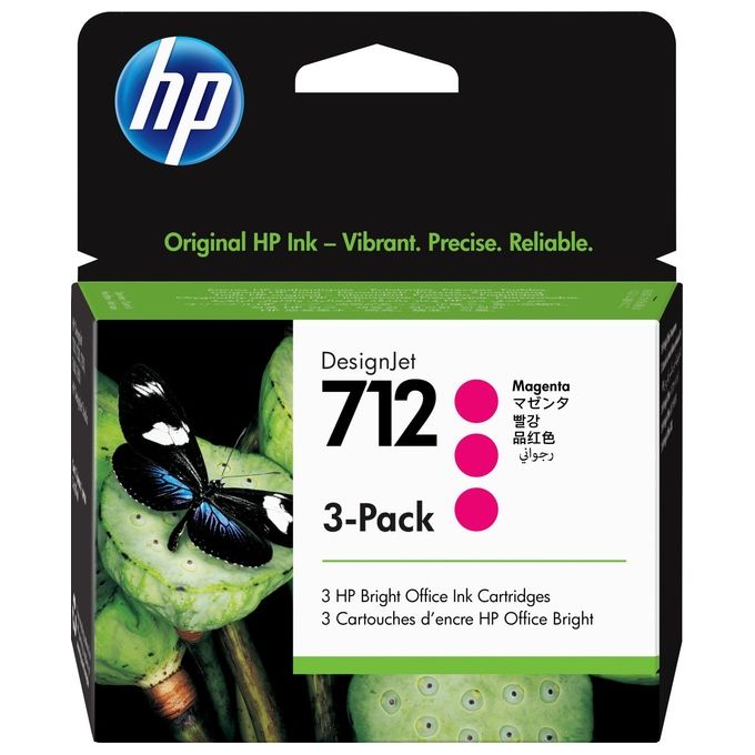 HP 712 3ED78A Cartuccia Originale DesignJet 29 ml Confezione da 3 colore Magenta