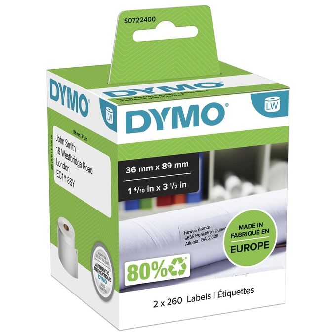 Dymo Cf2x260 etichette Labelwriter 36x89mm Bianco