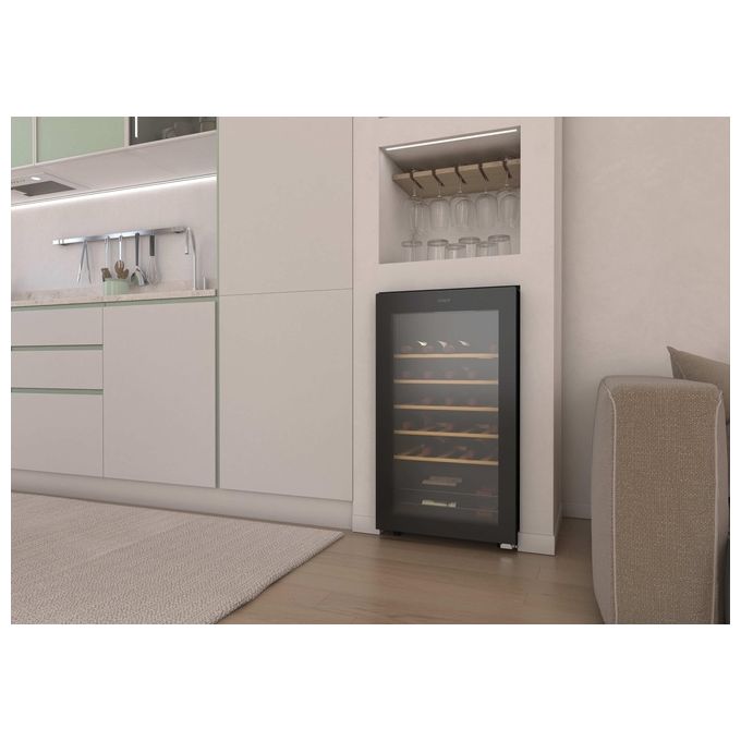 Candy CWC034 DiVino Cantinetta Vino 34 Bottiglie Classe G 37 dB Wi-Fi Ripiani Legno Libera Installazione colore Nero