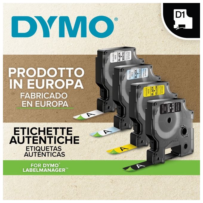 Dymo Nastro D1 12mmx7m Nero Bianc