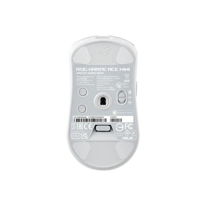 ASUS 90MP03Z0-BMUA10 ROG Harpe Ace Mini Mouse Gaming Ottico 42000 DPI Wireless RF Bluetooth USB Type-C 8000 Hz Polling Rate colore Bianco