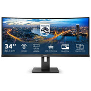 Philips Monitor 346B1C Gaming Monitor Curvo 34'' 21:9 WQHD, 100 Hz, Adaptive Sync, Multiview (PiP, PbP), KVM e Audio Integrati, HDMI, Display Port, Docking Station USB-C, RJ45, Regolabile Ergonomicamente, Vesa