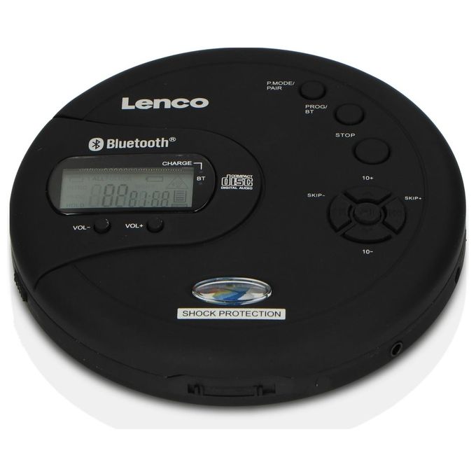 Lenco CD-300 Lettore CD Portatile Bluetooth Antishock MP3 Batterie Ricaricabili NiMH Jack 3.5 mm colore Nero