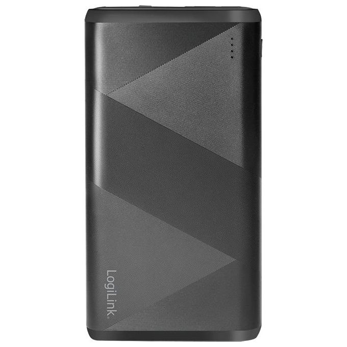 Logilink Power Bank 10000 mAh 1 Usb-A QC (QuickCharge 3.0) e 1 Usb-C PD (Power Delivery 2.0) con cavo 2 in 1 Nero