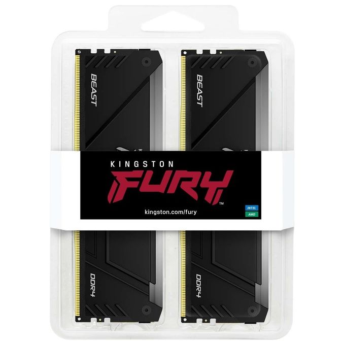 Kingston KF436C18BB2AK2-32 FURY Beast RGB Memoria RAM DDR4 32GB 2x16GB 3600 MT-s CL18 DIMM XMP 2.0 colore Nero