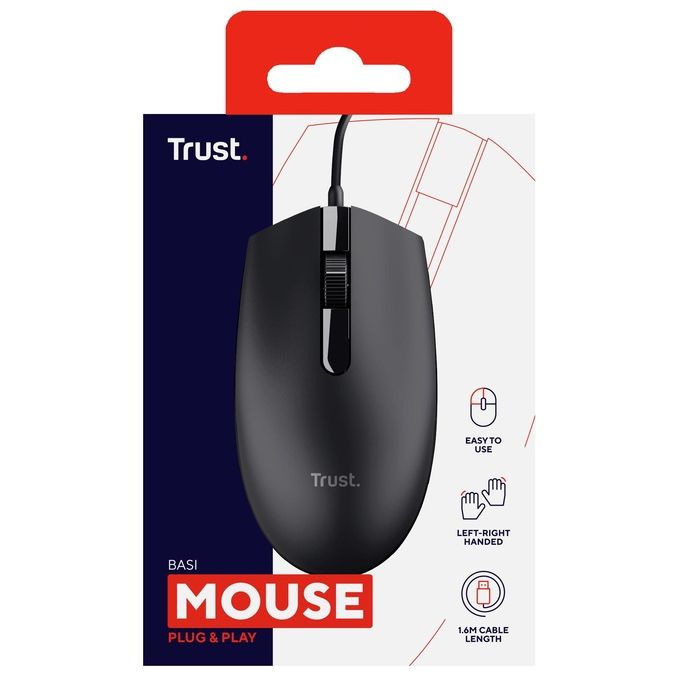 Trust Basi Mouse Ambidestro Usb Tipo A Ottico 1200 Dpi