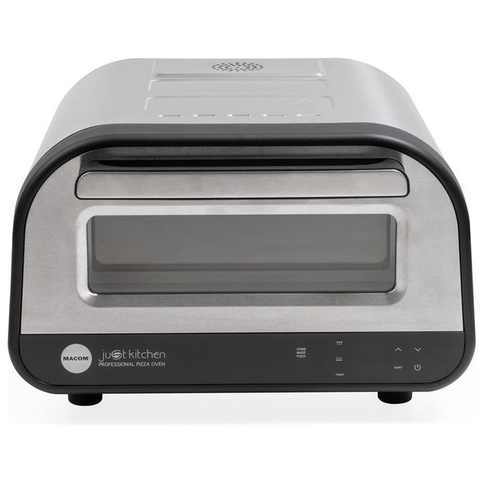 Macom 884 Just Kitchen Forno per Pizza Elettrico Pietra Refrattaria 32 cm 1700W 400°C Timer Digitale colore Nero Inox
