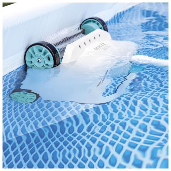 Intex 28005 ZX300 Deluxe Pulitore Automatico Piscina Fondo e Pareti Doppie Spazzole Rotanti Tubo 6.5 m Filtro 0.15 mm Capacita' 1.8 L colore Nero