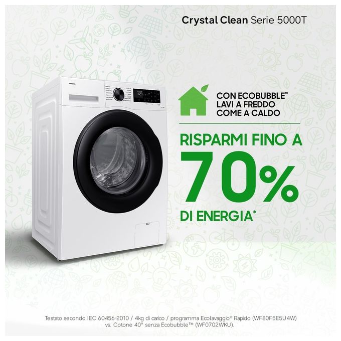 Samsung WW80CGC04DAEET Lavatrice 8Kg Caricamento Frontale 1400 Giri Wi-Fi Classe A