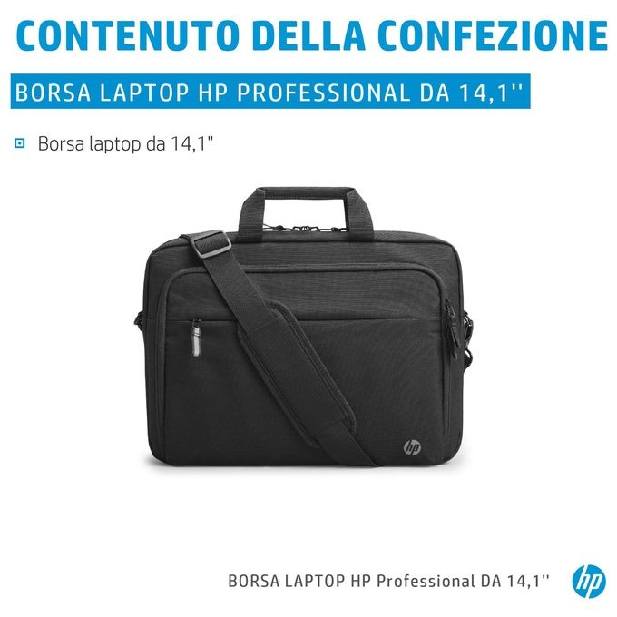 HP 500S8AA Borsa per laptop Professional da 14,1 pollici Plastica resistente all'acqua Tasca RFID Passante per bagagli colore Nero