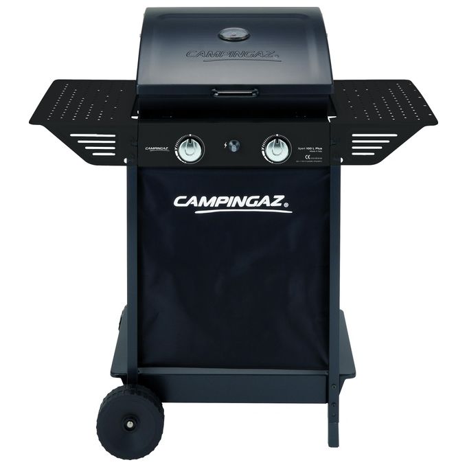 Campingaz 2190532 Xpert 100 L Plus Rocky Barbecue a Gas 2 Bruciatori 7,1 kW Pietra Lavica Coperchio con Termometro colore Nero