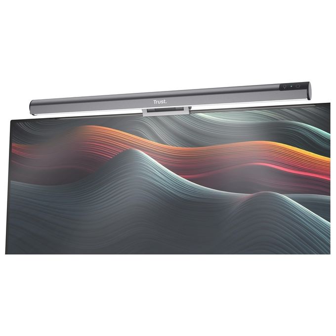 Trust 25483 Shyne Barra Luminosa per Monitor con Comandi Touch Regolazione Luminosita' e Temperatura Colore 3 Livelli Alluminio colore Nero