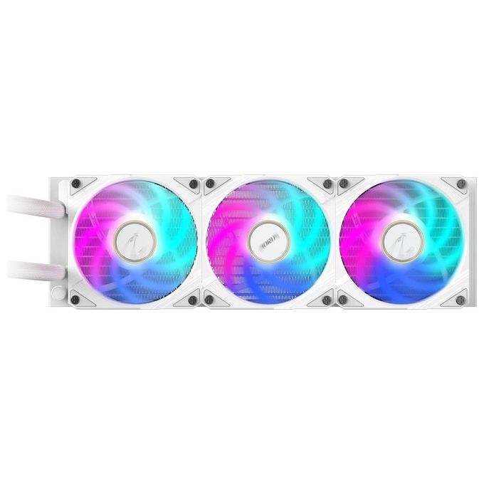 GIGABYTE GP-AORUS WATERFORCE X II 360I AORUS WATERFORCE X II 360 ICE Raffreddamento a liquido per CPU AIO con 3 ventole ARGB da 120 mm schermo LCD a colori e compatibilita' Intel LGA 1851 AMD AM5 colore Bianco