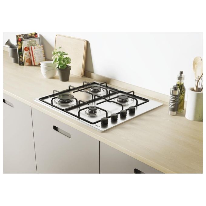Candy Piano cottura a gas 4 Zone Griglie smaltate Accensione elettrica 60 cm Inox sempre in perfette condizioni