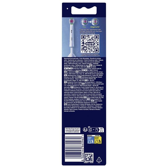 Braun Oral-B Testine di Ricambio Pro 3D Bianco 4 Pezzi