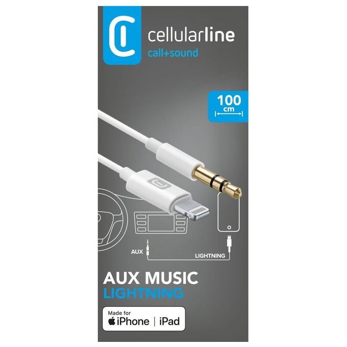 Cellular Line Aux Music Cable Lightning Cavo Aux per Connessione ad Autoradio