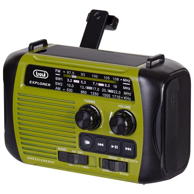 Trevi RA 7F30 BT Radio Portatile AM FM SW Bluetooth Dinamo Solare Powerbank Torcia LED colore Verde
