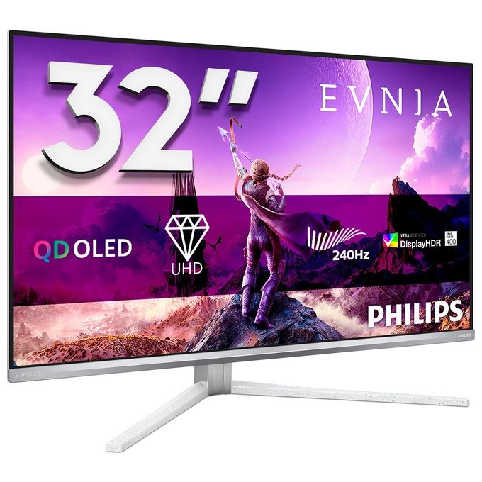 PHILIPS 32M2N8900-00 Evnia 8000 Monitor da Gaming 31.5'' QD-OLED 4K UHD 240Hz 0.03ms HDR400 TrueBlack USB-C Altoparlanti Integrati colore Bianco