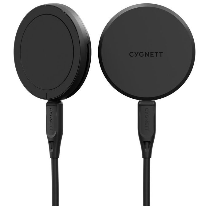 Cygnett CY5061CCRGP ChargePuck Caricabatterie Wireless Qi2 15W USB-C Ricarica Rapida Magnetica colore Nero