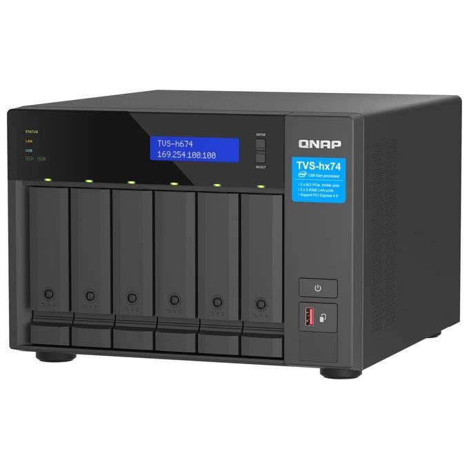 QNAP TVS-H674-I5-32G TVS-H674 NAS Tower Intel Core i5-12400 6 Core 32 GB DDR4 QuTS hero colore Nero