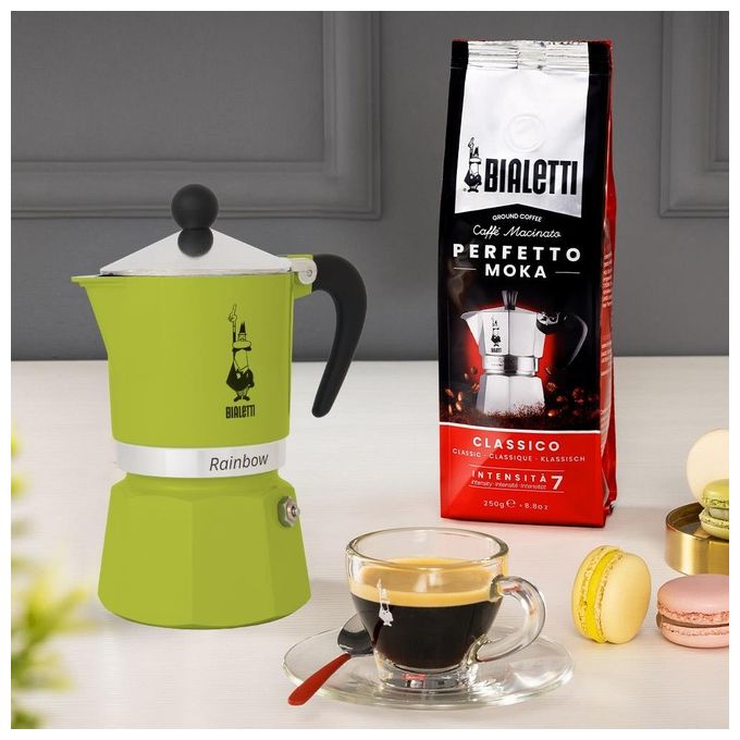Bialetti Rainbow Caffettiera Colorata Alluminio Verde 6 Tazze