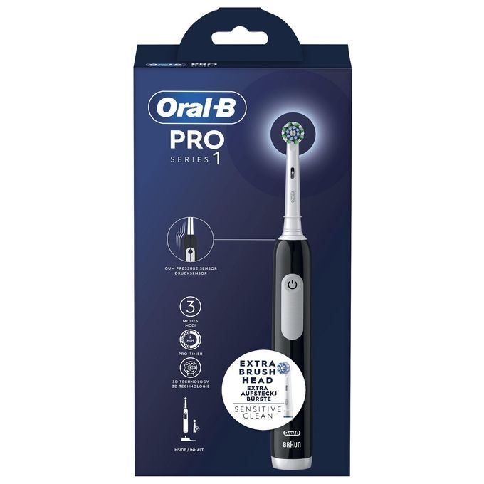 Oral-B PRO SERIES 1 Spazzolino elettrico oscillante ricaricabile 3 modalita' timer 2 min 2 testine colore Nero