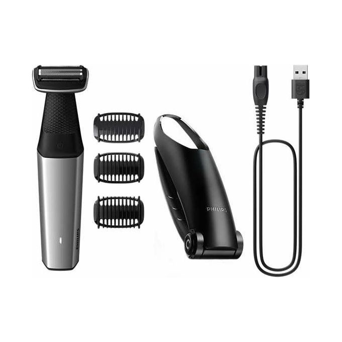 Philips BG5021-15 BODYGROOM Series 5000 Rifinitore corpo e inguine impermeabile 60 min autonomia uso bagnato e secco colore Nero Argento