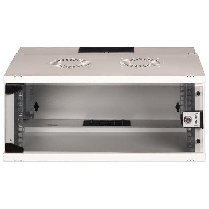 Digitus DN-49200 SOHO Pro – Armadio Rack 19'' a Parete 4U, profondita' 400 mm, porta in vetro, carico max 60 Kg, colore Grigio