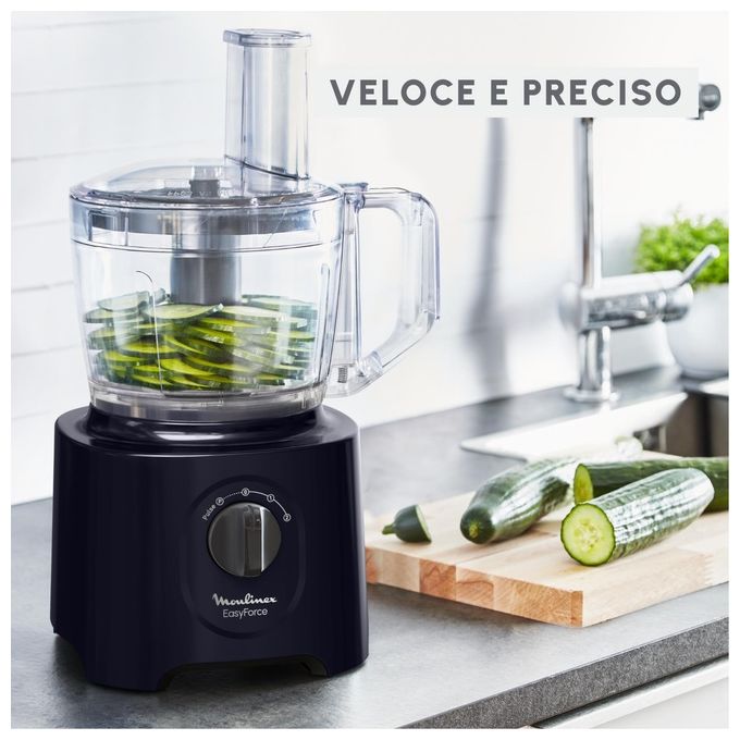 Moulinex FP242810 Easy Force Robot da Cucina 800W 2.4L 15 Funzioni 4 Accessori colore Nero