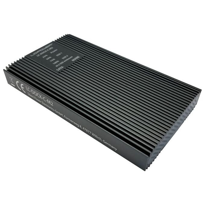 LC-Power LC-DOCK-C-M2 Stazione di Docking USB 3.2 per SSD M.2 NVMe e SATA 10 Gbps colore Grigio antracite