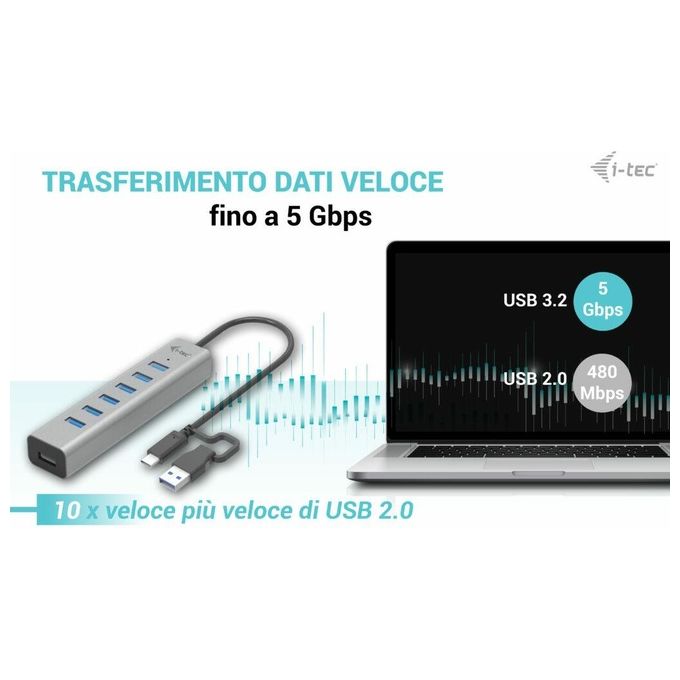 I-tec Usb-c Charging Metal Hub 7 Porte