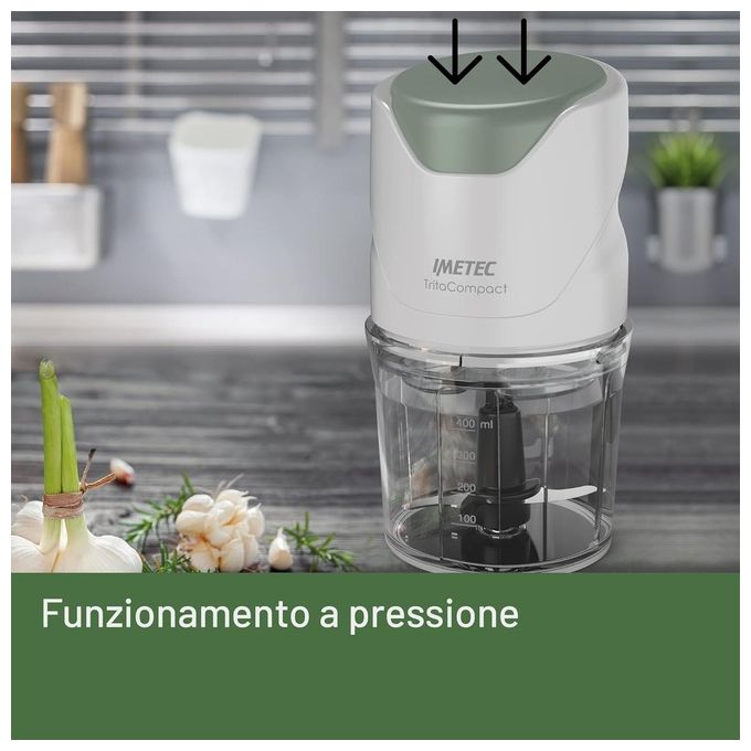 Imetec 7473 TritaCompact Tritatutto Elettrico 0.4 L 350 W 2 Lame Acciaio Inox colore Bianco Verde