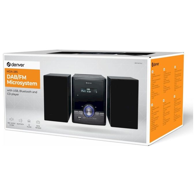 Denver MDA-285 Microsistema Audio DAB+ FM CD Bluetooth 5.0 USB MP3 2x50W con Altoparlanti colore Nero