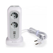 Verbatim 49547 EU Power Tower Multipresa 11 Prese AC 2 USB C 2 USB A con Interruttore Cavo 2 m colore Bianco