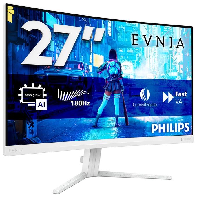 Philips 27M2C5201L-00 Evnia Monitor Gaming Curvo 27'' Full HD 1920x1080 180Hz 1ms VA FreeSync HDR10 colore Bianco