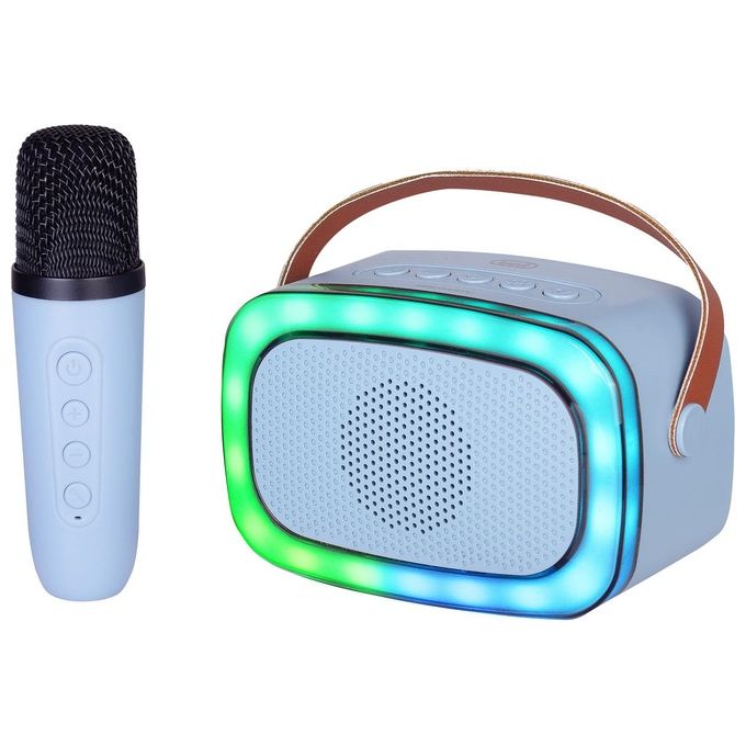 Trevi XR 8A01 MINIPARTY Altoparlante Karaoke Portatile 10W Bluetooth USB Micro SD AUX IN con Microfono Wireless e Disco Light colore Blu