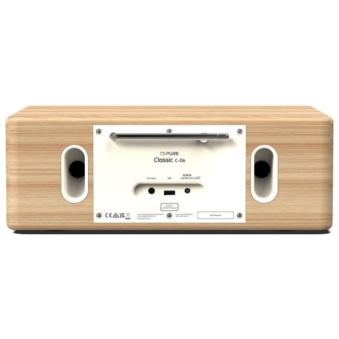 Pure CLASSIC C-D6 Micro Hi-Fi Radio DAB+ FM Lettore CD Bluetooth 5.3 30W colore Bianco Quercia