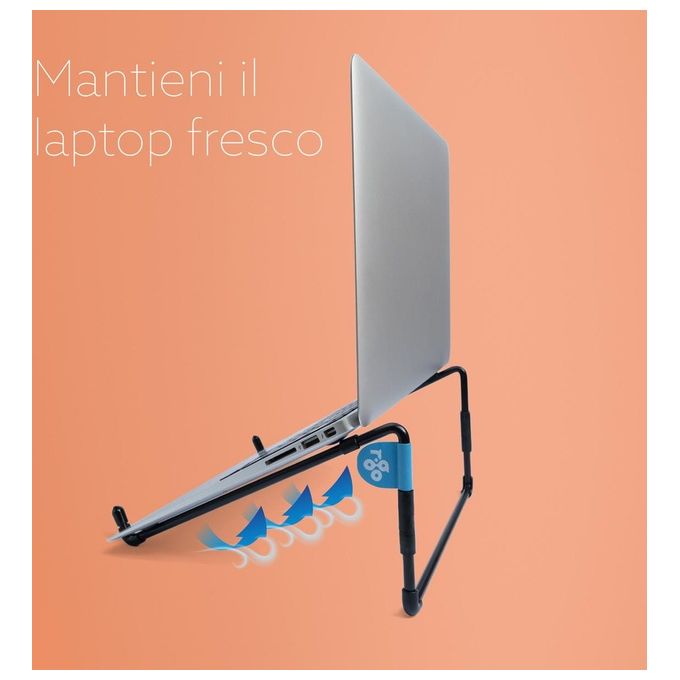 R-Go Tools RGOSC015BL Supporto per laptop ergonomico pieghevole adatto per laptop da 10 22 pollici colore Nero