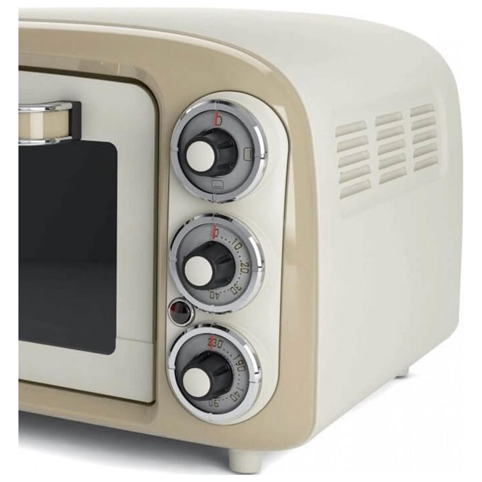 Ariete 979 - Fornetto elettrico 18 L, Potenza 1380 W, Funzioni di cottura: ventilato, grill e statica, Timer 60 minuti, Termostato regolabile fino a 230 °C, Linea Vintage, Colore Beige