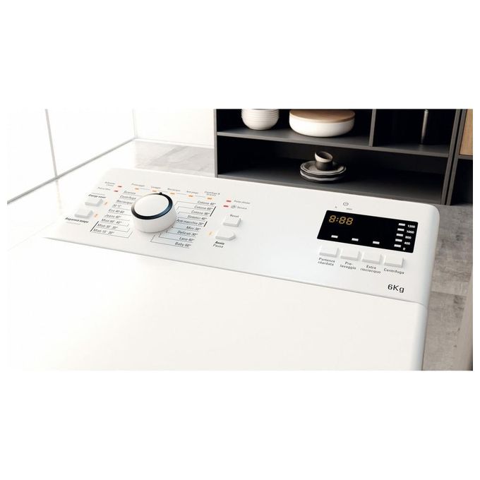 HOTPOINT WMTF 624 U Lavatrice Carica dall'Alto Slim Anti Macchia Classe energetica C Capacita' di carico 6Kg Centrifuga 1200 Giri Cestello extra-spazioso Soft Opening Anti Allergy