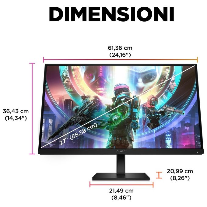 HP 780J4E9#ABB OMEN Monitor da gaming 27'' QHD 240 Hz 1 ms IPS NVIDIA G-SYNC Compatible AMD FreeSync Premium colore Nero