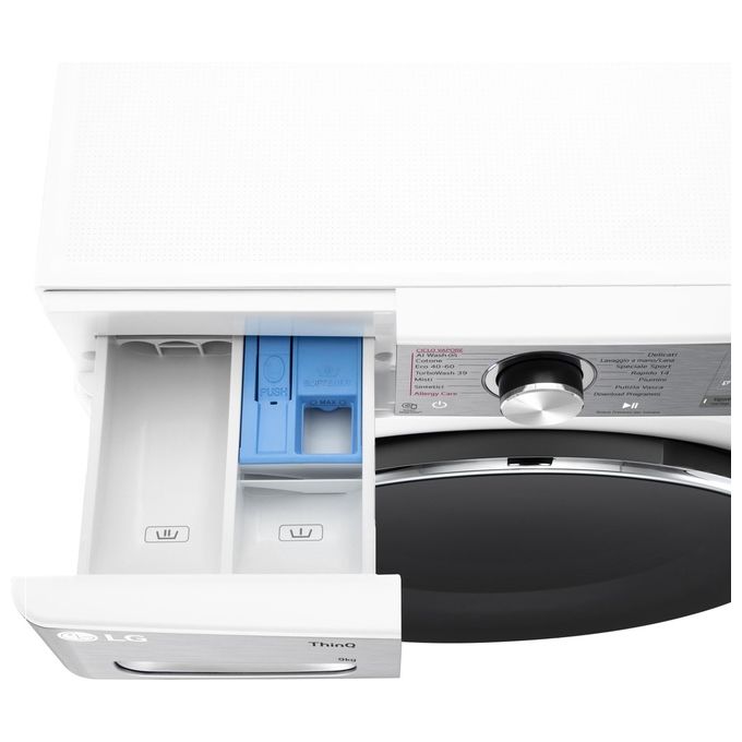 LG F4R9009TPWC Serie R9 Lavatrice Frontale 9 Kg 1400 rpm Classe A AI DD TurboWash 360 Vapore Wi-Fi (85x60x56.5 cm) colore Bianco