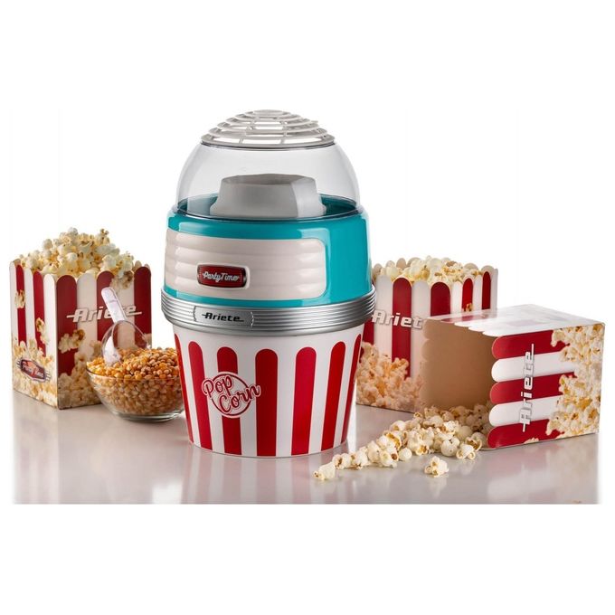 Ariete 2957 Party Time Macchina per Popcorn Aria Calda Ciotola Estraibile 60 g 1100 W colore Azzurro