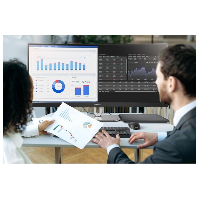 Philips 34B2U5600C 5000 Series Monitor PC Curvo 34'' UWQHD 3440x1440 120Hz VA USB-C 100W RJ45 Hub USB KVM colore Grigio