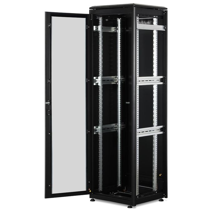 Digitus DN-19 42U-6-6-B-1 Serie Unique Armadio Rack 42U in Acciaio con Porta in Vetro e Predisposizione Ventilazione colore Nero