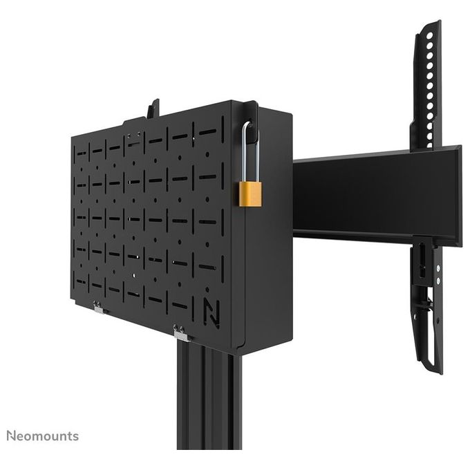Neomounts FL45S-825BL1 Supporto da pavimento per TV 37-75'' Regolabile in Altezza 104-157 cm con Gestione Cavi e Piastra di Sicurezza colore Nero