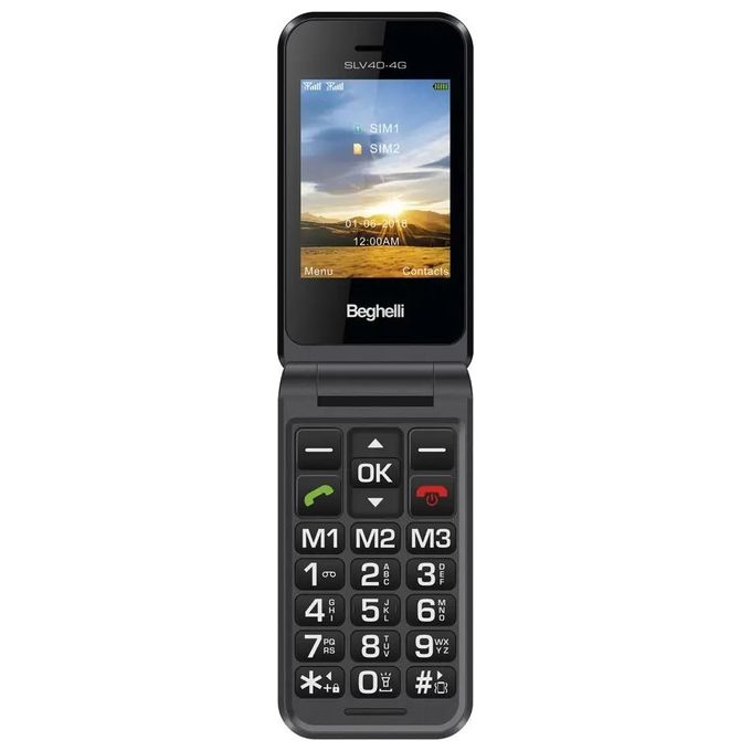 Beghelli SLV40 4G Salvalavita Phone Cellulare Senior a Conchiglia Flip 2.8'' Tasto SOS Vivavoce Radio FM colore Nero